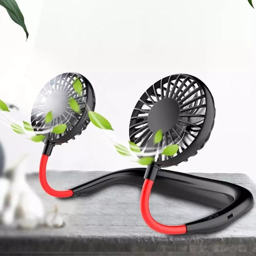 7 Wing Neck Fans Mini Portable Outdoor Fan Personal Fan Biggest Rechargeable Battery Operated Neckband Fan - Portable Cooling Device (Random Color) - Image 3