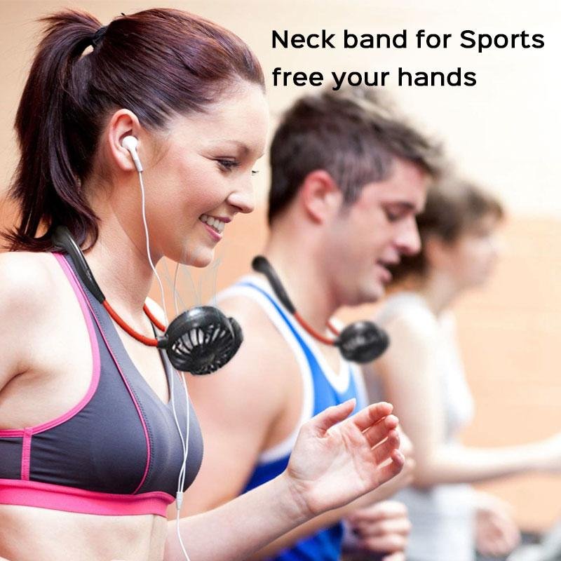7 Wing Neck Fans Mini Portable Outdoor Fan Personal Fan Biggest Rechargeable Battery Operated Neckband Fan - Portable Cooling Device (Random Color) - Image 2