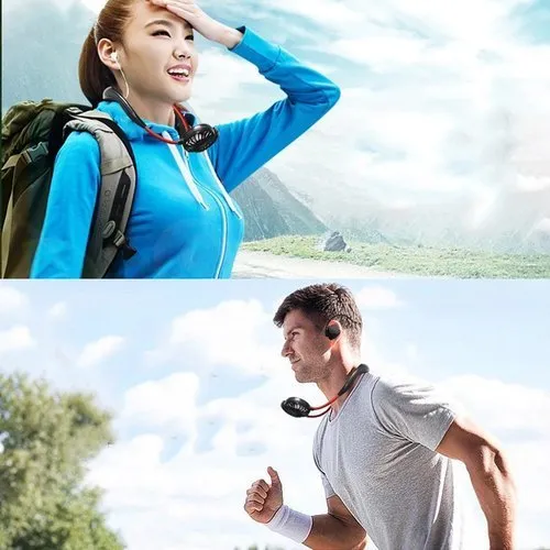 7 Wing Neck Fans Mini Portable Outdoor Fan Personal Fan Biggest Rechargeable Battery Operated Neckband Fan - Portable Cooling Device (Random Color) - Image 5