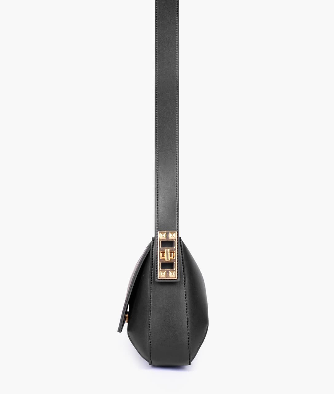Elegant Flap Shoulder Purse - Black - Image 5