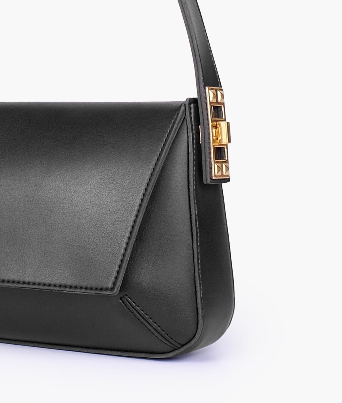 Elegant Flap Shoulder Purse - Black - Image 2