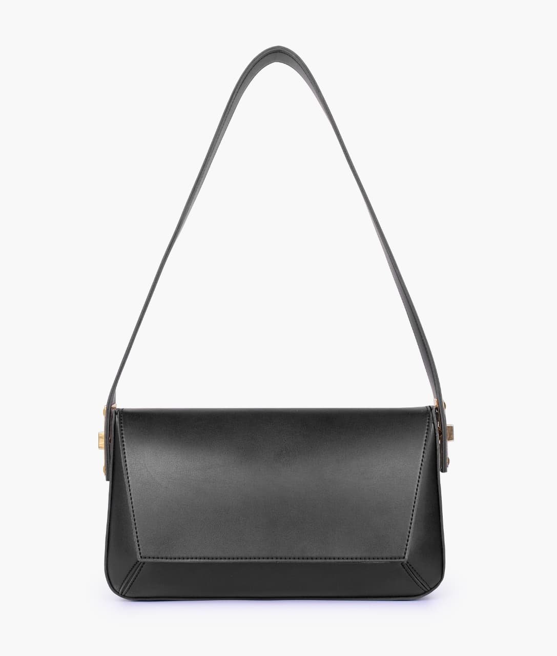 Elegant Flap Shoulder Purse - Black - Image 7